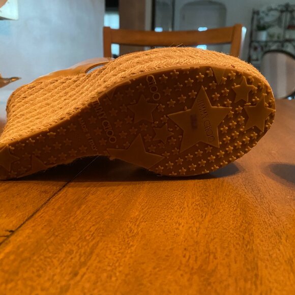 Jimmy Choo Lagoon Nude Patent Leather Wide Ankle Strap Espadrilles. Size 39/8.5 - Picture 8 of 16